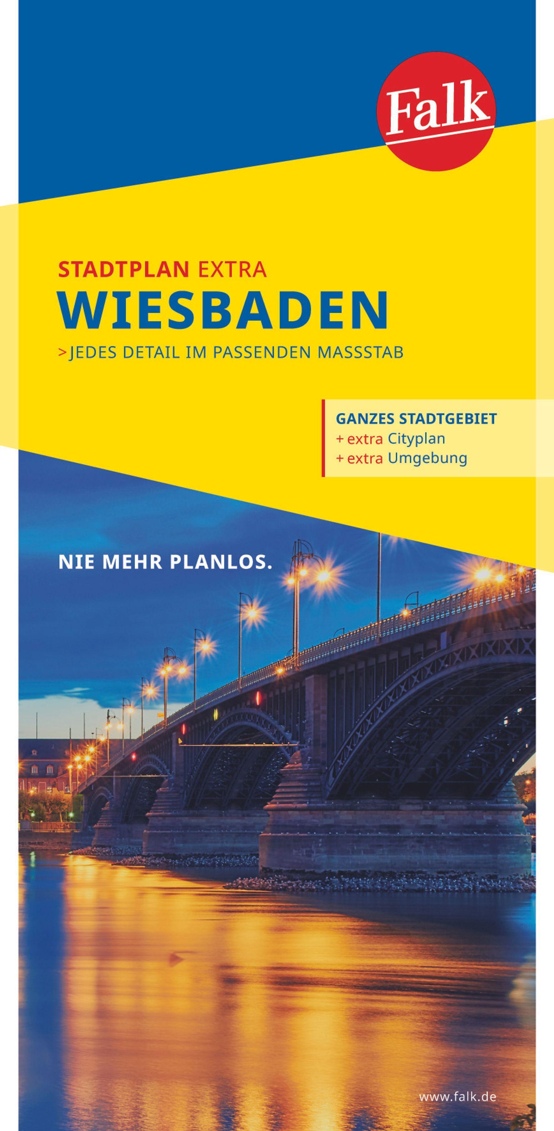 FALK STADTPLAN EXTRA Wiesbaden 1:20 000 (Land-)Karte Deutsch 2020