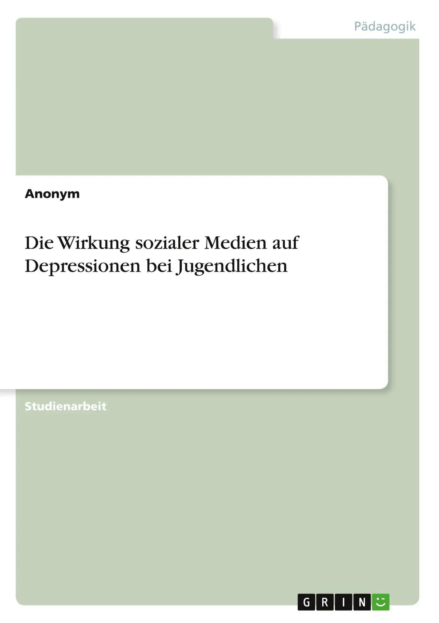 Die Wirkung Sozialer Medien Auf Depressionen Bei Jugendlichen Anonymous Buch-image