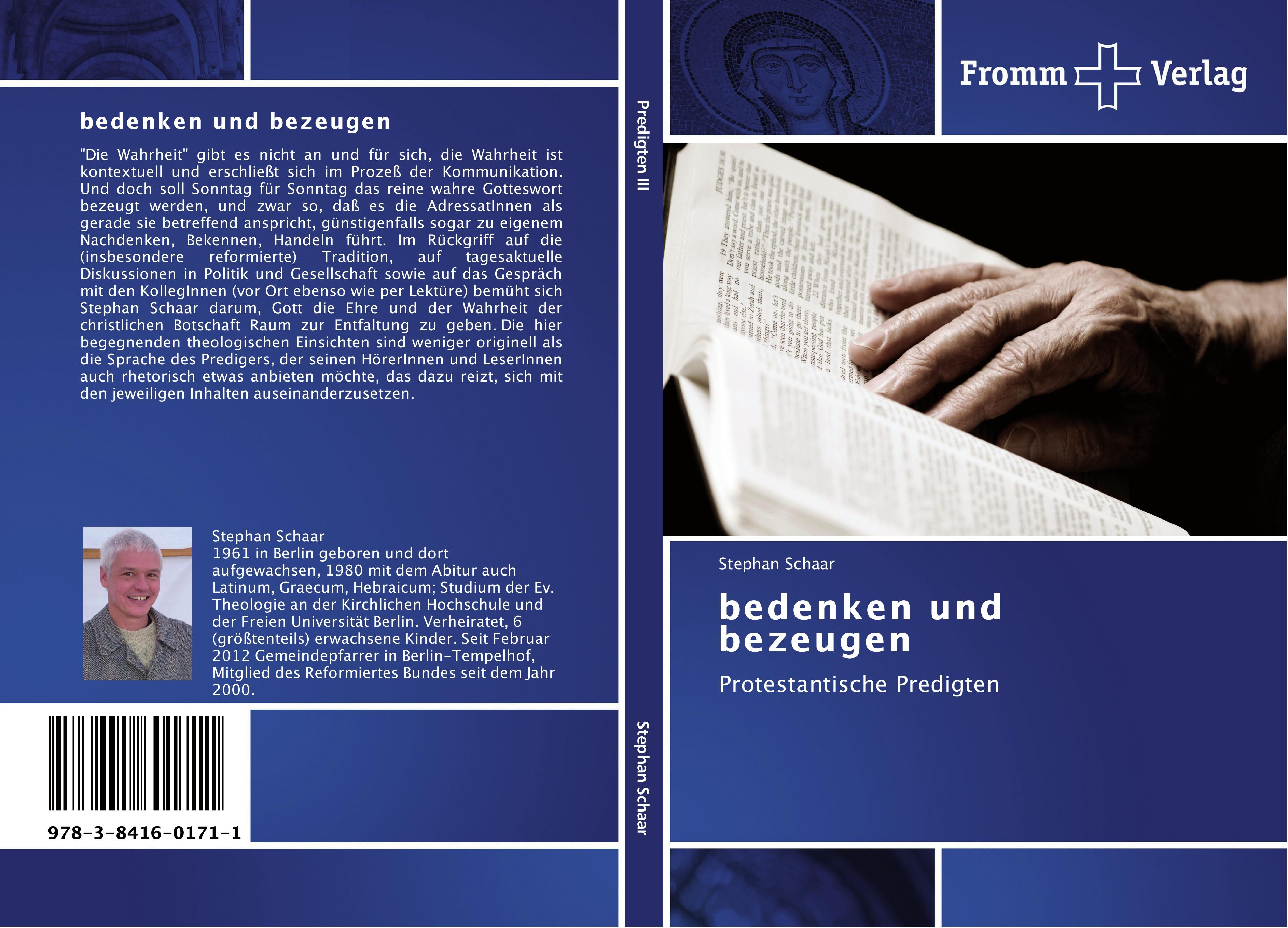 bedenken und bezeugen / Protestantische Predigten / Stephan Schaar / Taschenbuch / Paperback / 156 S. / Deutsch / 2012 / Fromm Verlag / EAN 9783841601711 - Schaar, Stephan